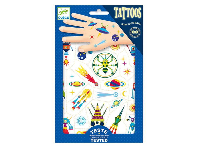 Achat 50 tatouages phosphorescents - Space oddity