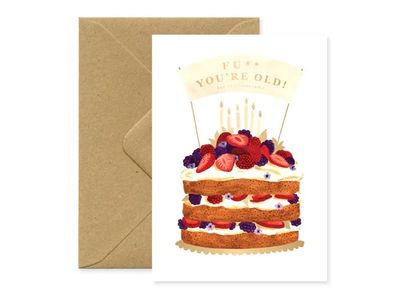 Achat Carte aquarelle Fu** you're old ! - ATWS