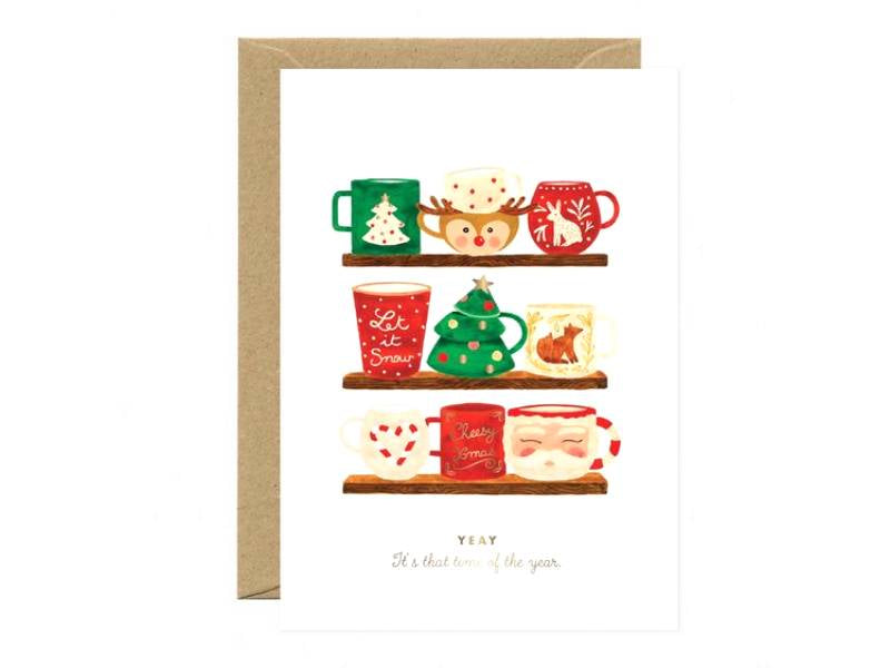 Achat Carte aquarelle Christmas Mugs - ATWS