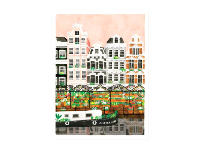 Achat Affiche aquarelle - Amsterdam - 18 x 24 cm -ATWS
