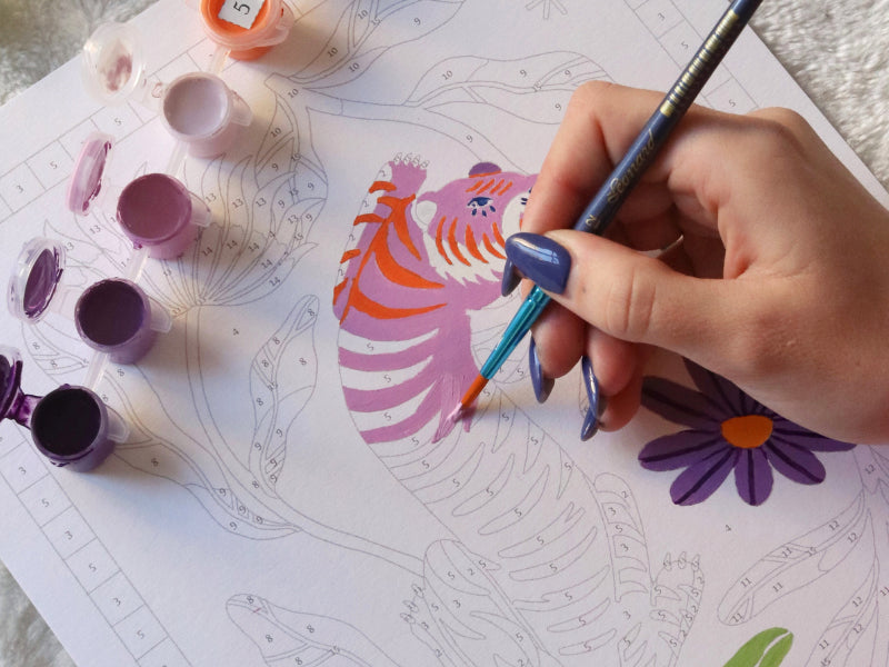achat Coffret peinture au numéro - Petit Pinceau - Tigre Fleuri par Limistic