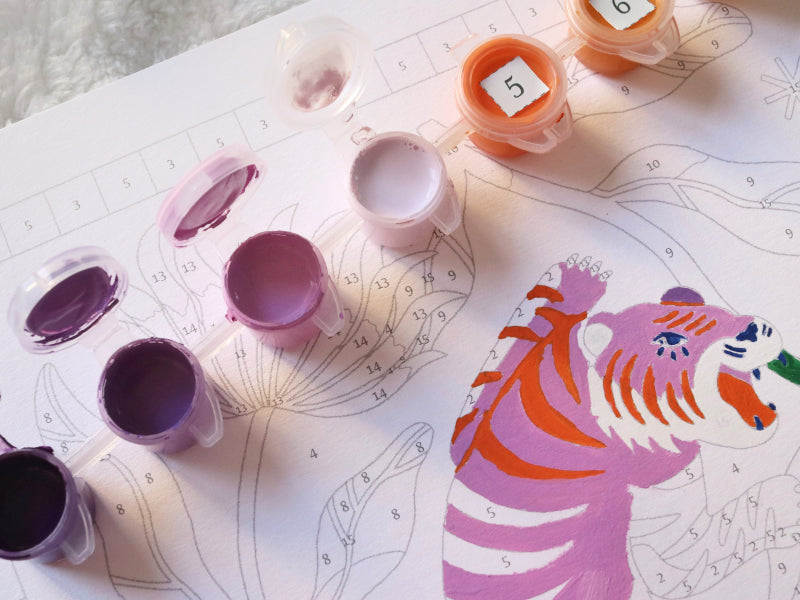 achat Coffret peinture au numéro - Petit Pinceau - Tigre Fleuri par Limistic
