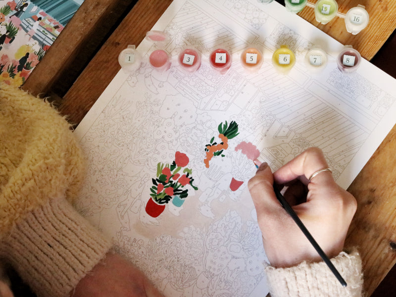achat Coffret peinture au numéro - Petit Pinceau - Flower Market par Zaze Art