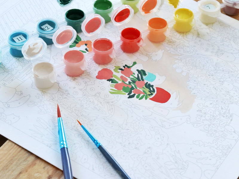achat Coffret peinture au numéro - Petit Pinceau - Flower Market par Zaze Art