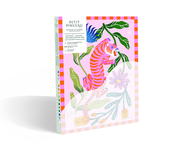 Achat Coffret peinture au numéro - Petit Pinceau - Tigre Fleuri par Limistic