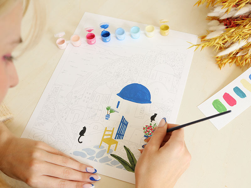 achat PETIT DÉFAUT : PETIT PRIX ! Coffret peinture au numéro - Petit Pinceau - Santorini