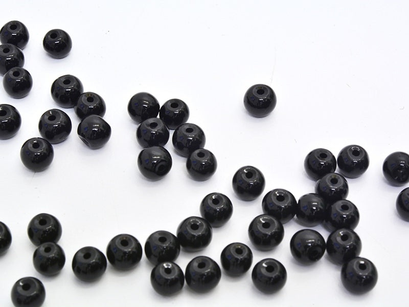 achat 50 perles en verre rondes 4 mm - noir