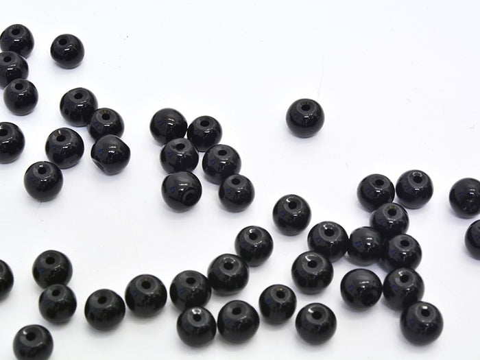 Achat 50 perles en verre rondes 4 mm - noir