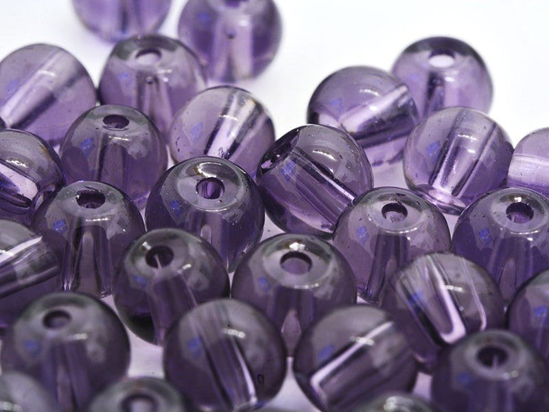 achat 50 perles en verre rondes 4 mm - prune