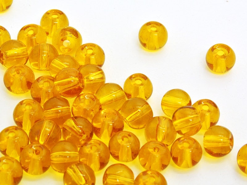 Achat 50 perles en verre rondes 4 mm - ambre