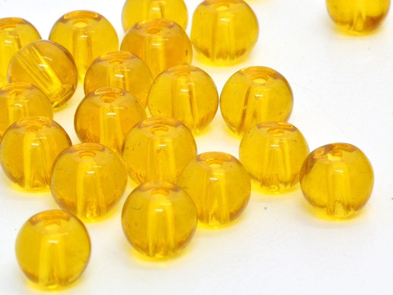 achat 50 perles en verre rondes 4 mm - ambre