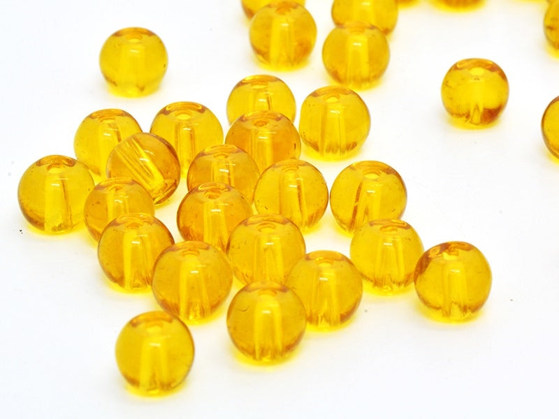 achat 50 perles en verre rondes 4 mm - ambre