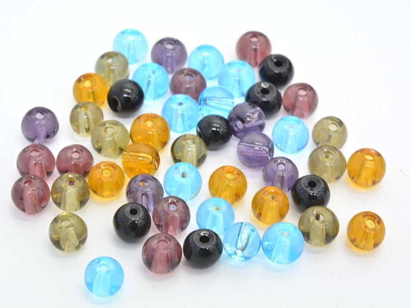 Achat 50 perles en verre rondes 4 mm - multicolores