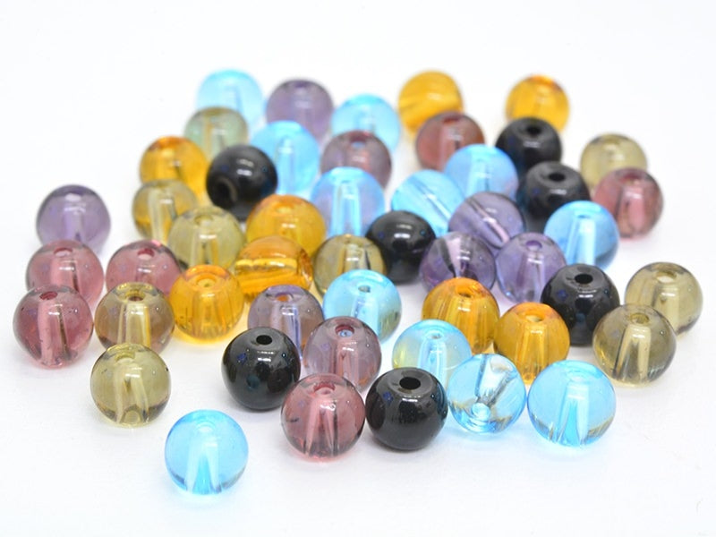 Achat 50 perles en verre rondes 4 mm - multicolores