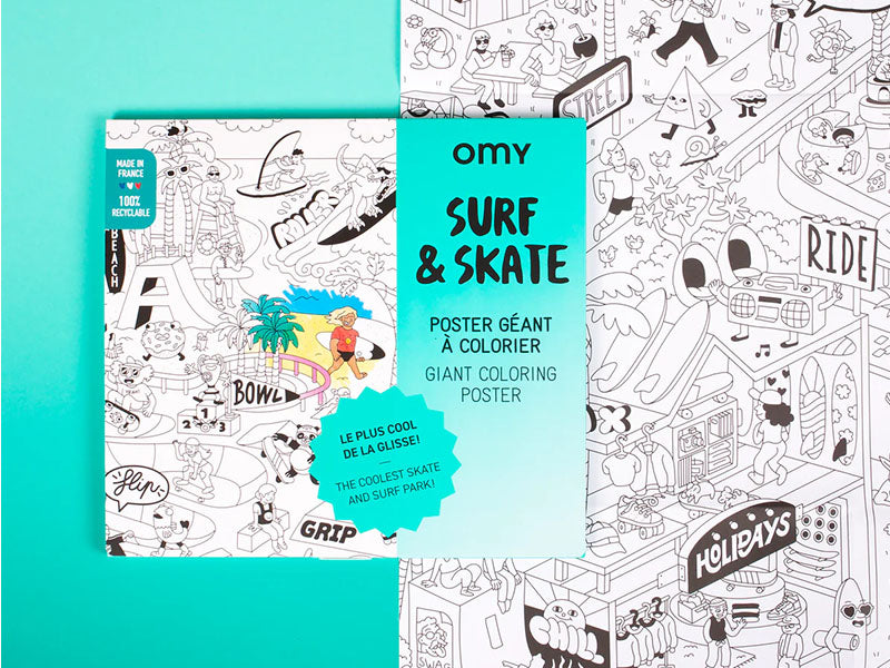 achat Poster géant à colorier Surf & Skate - OMY