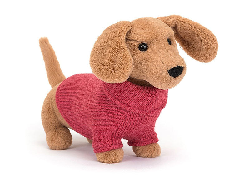Achat Peluche Chien saucisse et son pull rose - 27 cm - Jellycat