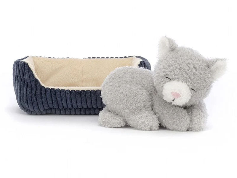 Achat Peluche Chat endormi dans son panier - 10 cm - Jellycat