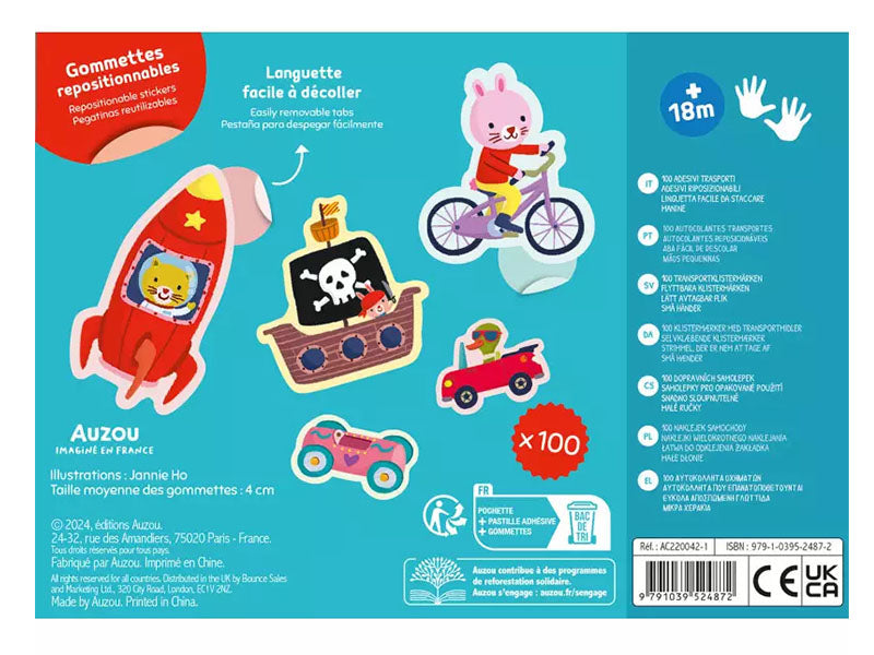 Achat Pochette de 100 gommettes - Les transports