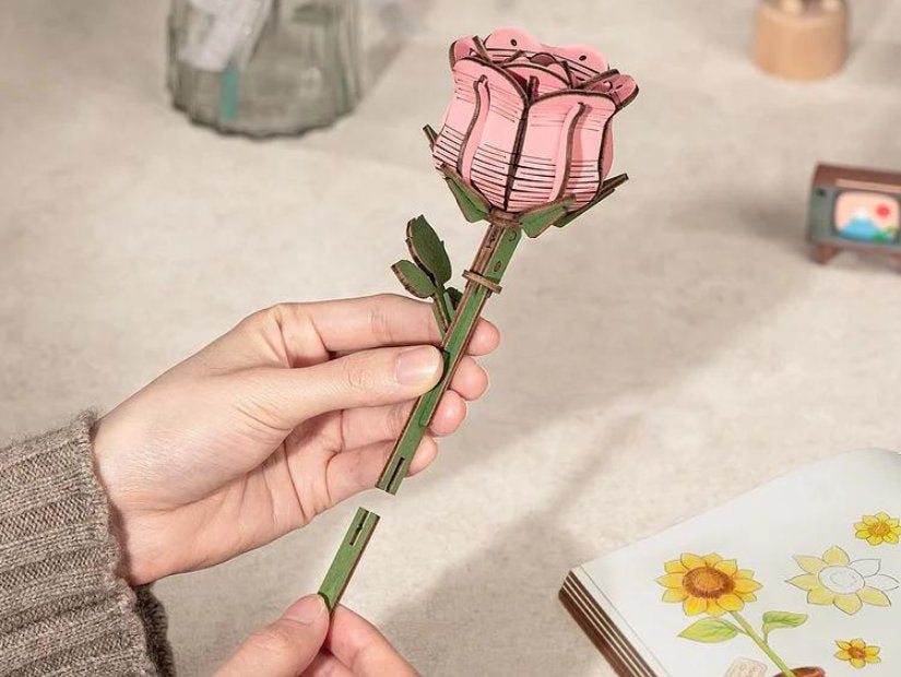 achat Maquette fleur miniature - Rosier rose (Pink Rose) - Rowood