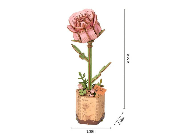Achat Maquette fleur miniature - Rosier rose (Pink Rose) - Rowood