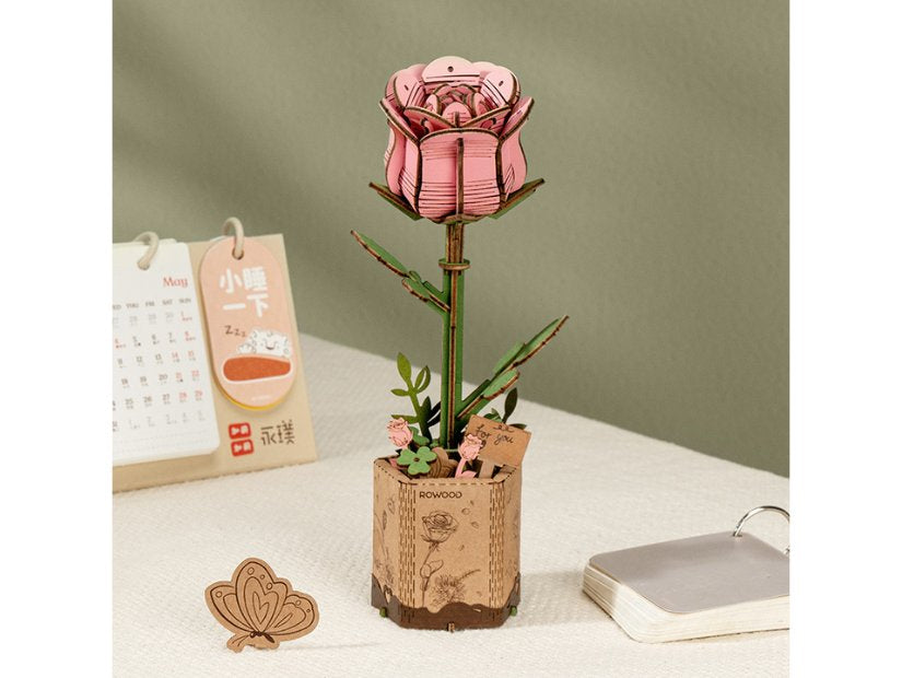 achat Maquette fleur miniature - Rosier rose (Pink Rose) - Rowood