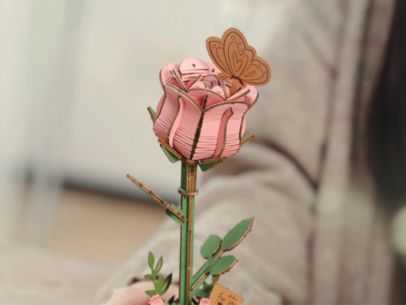 achat Maquette fleur miniature - Rosier rose (Pink Rose) - Rowood