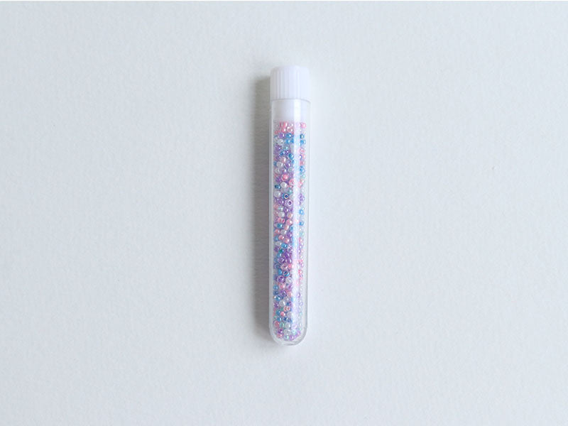 achat Perles de rocailles transparentes en tube - Mélange arc-en-ciel bleu et parme - 2 mm