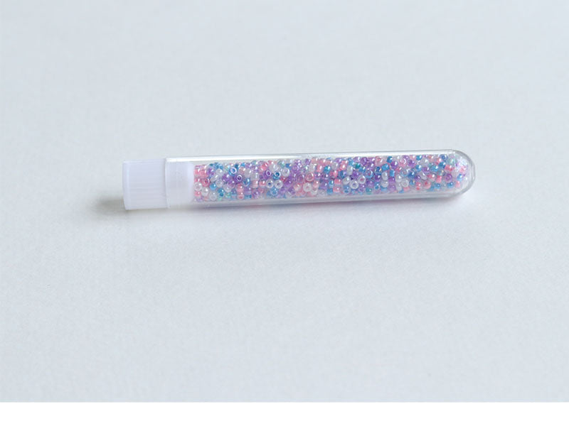 achat Perles de rocailles transparentes en tube - Mélange arc-en-ciel bleu et parme - 2 mm