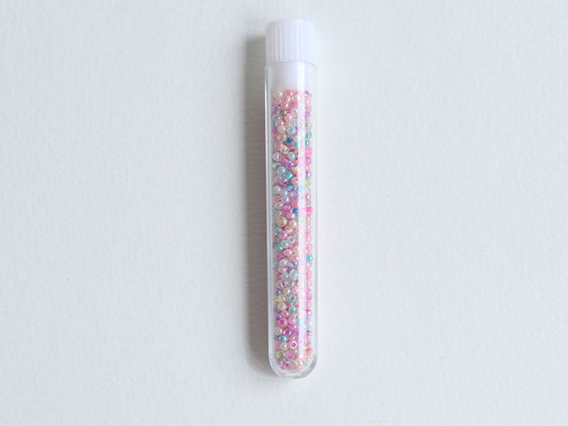 achat Perles de rocailles nacrées en tube - Mélange arc-en-ciel pastel - 2 mm
