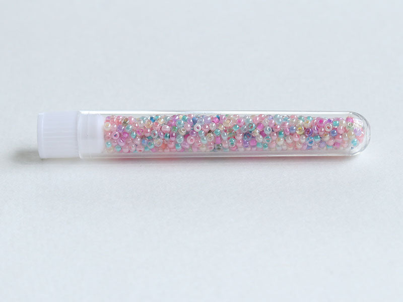 achat Perles de rocailles nacrées en tube - Mélange arc-en-ciel pastel - 2 mm