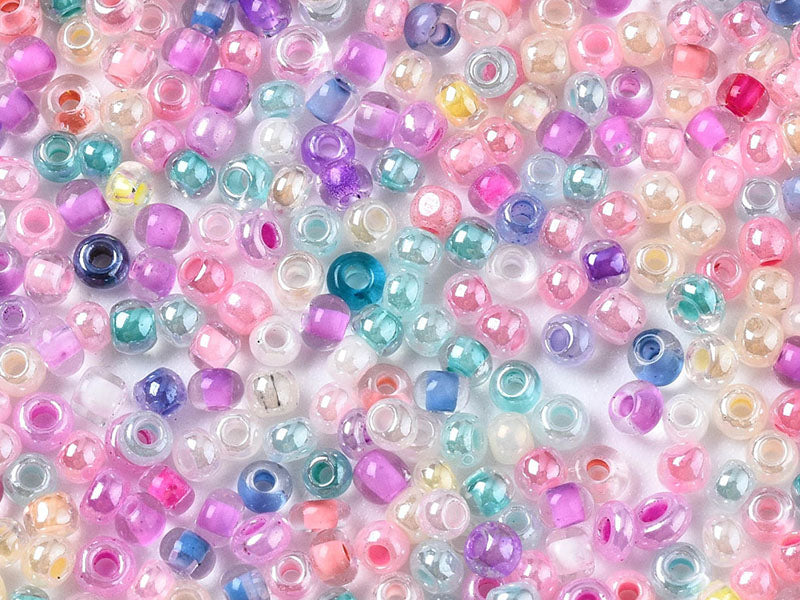 Achat Perles de rocailles nacrées en tube - Mélange arc-en-ciel pastel - 2 mm