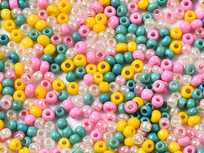 Achat Perles de rocailles en tube - Mélange arc-en-ciel jaune - 2 mm