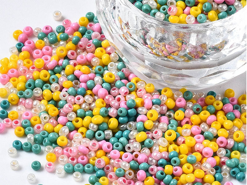 achat Perles de rocailles en tube - Mélange arc-en-ciel jaune - 2 mm
