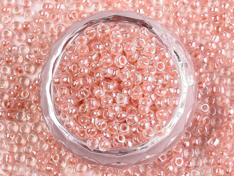 achat Perles de rocailles transparentes en tube 2 mm - Glass lustre saumon