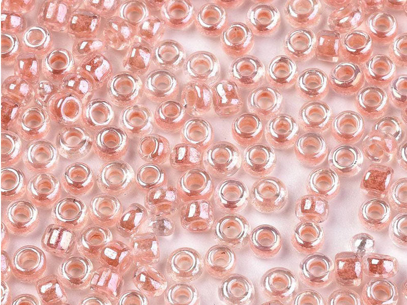 achat Perles de rocailles transparentes en tube 2 mm - Glass lustre saumon