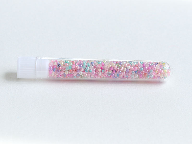 achat Perles de rocailles transparentes en tube - Mélange arc-en-ciel parme rosé - 2 mm