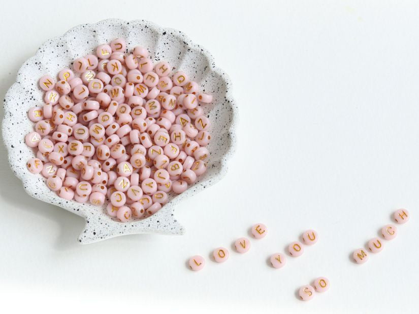 Achat 200 perles lettres dorées – Saumon Pâle