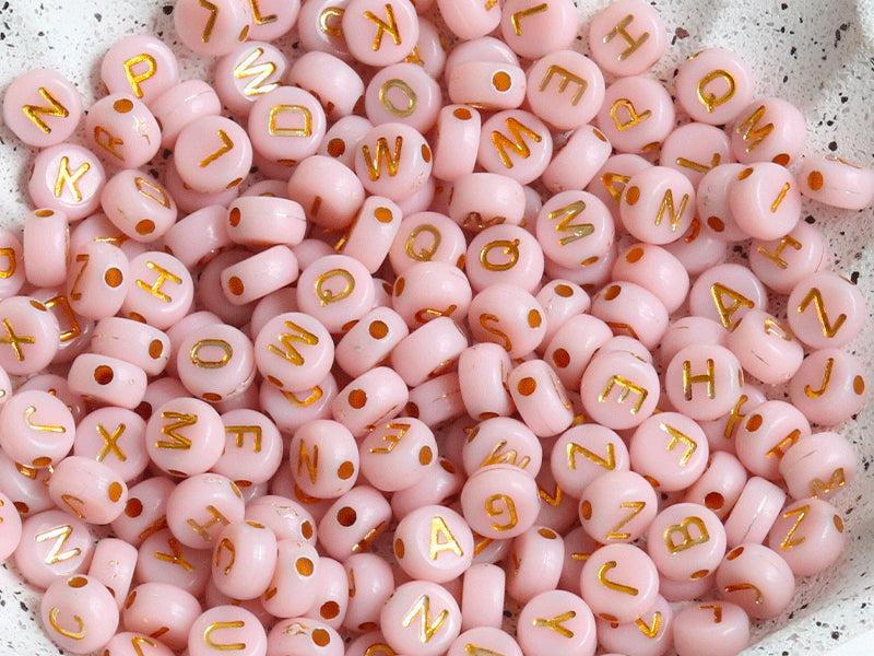 Achat 200 perles lettres dorées – Saumon Pâle