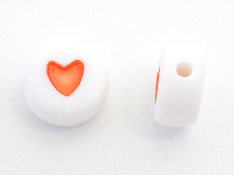 achat 20 perles coeurs - plastique