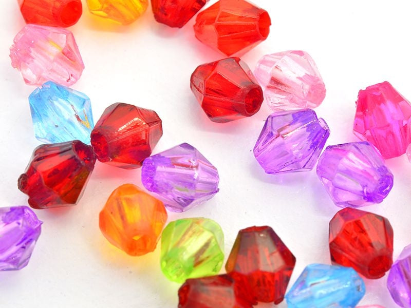 achat 50 perles à facettes en plastique 4 mm- multicolore