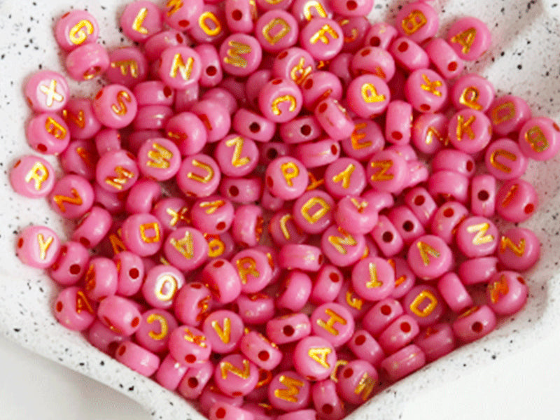 Achat 200 perles lettres dorées – Rose Indien