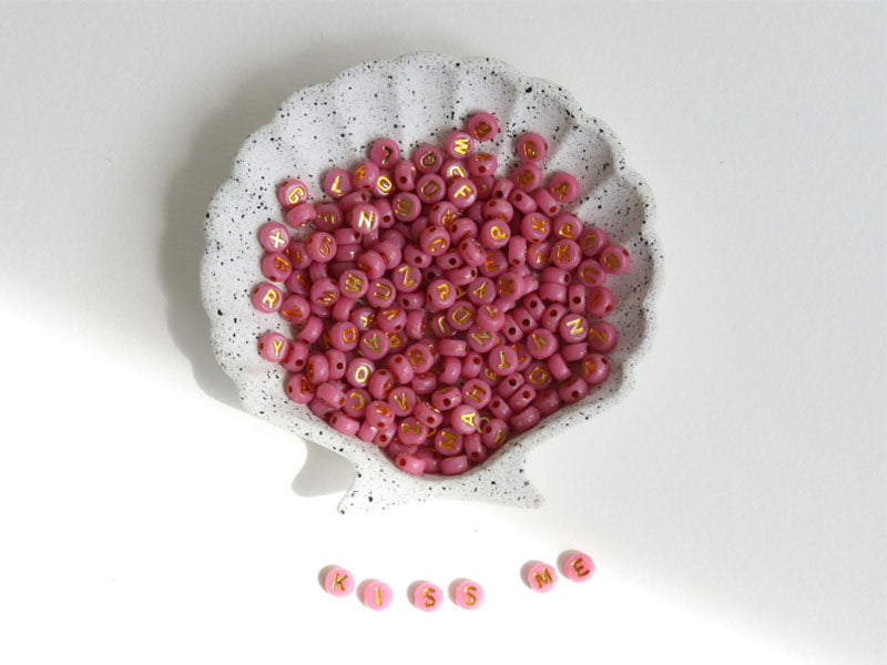 achat 200 perles lettres dorées – Rose Indien