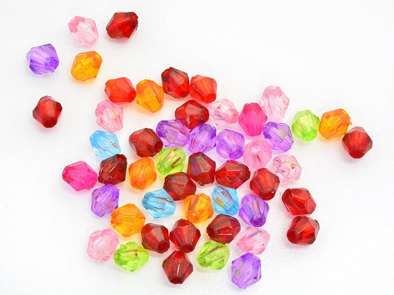achat 50 perles à facettes en plastique 4 mm- multicolore