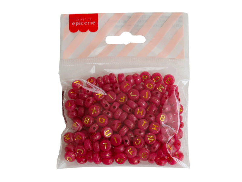 achat 200 perles lettres dorées – rouge cerise