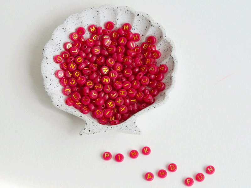 achat 200 perles lettres dorées – rouge cerise