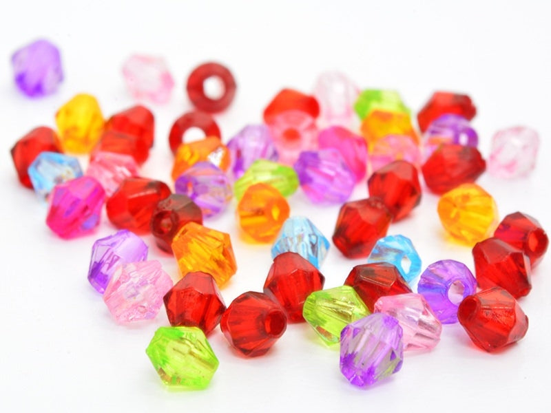 Achat 50 perles à facettes en plastique 4 mm- multicolore