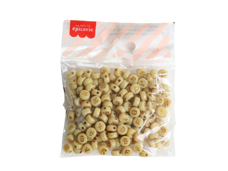 achat 200 perles lettres dorées – Moutarde