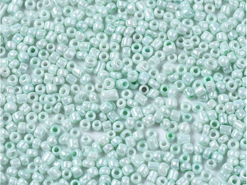 Achat Perles de rocailles en tube - Vert d'eau clair - 2 mm