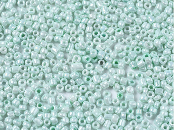 Achat Perles de rocailles en tube - Vert d'eau clair - 2 mm
