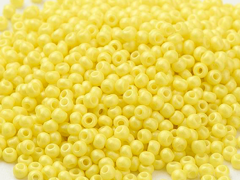Achat Perles de rocailles en tube - Jaune poussin - 2 mm